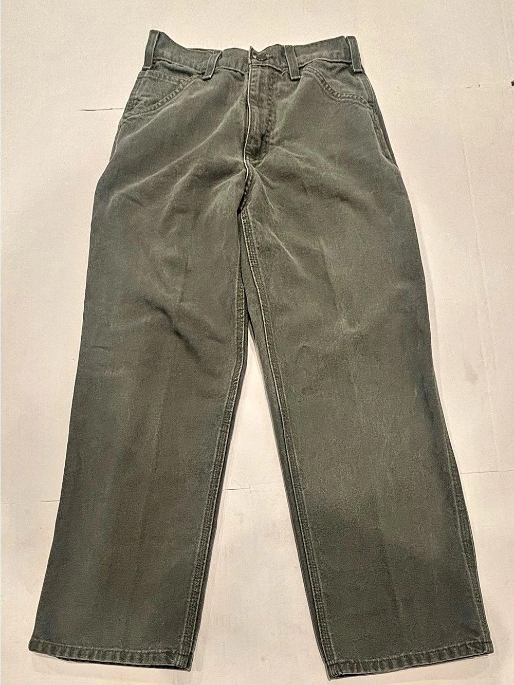 Carhartt Dungaree Fit Olive Wide Leg Cotton Pants Size 14